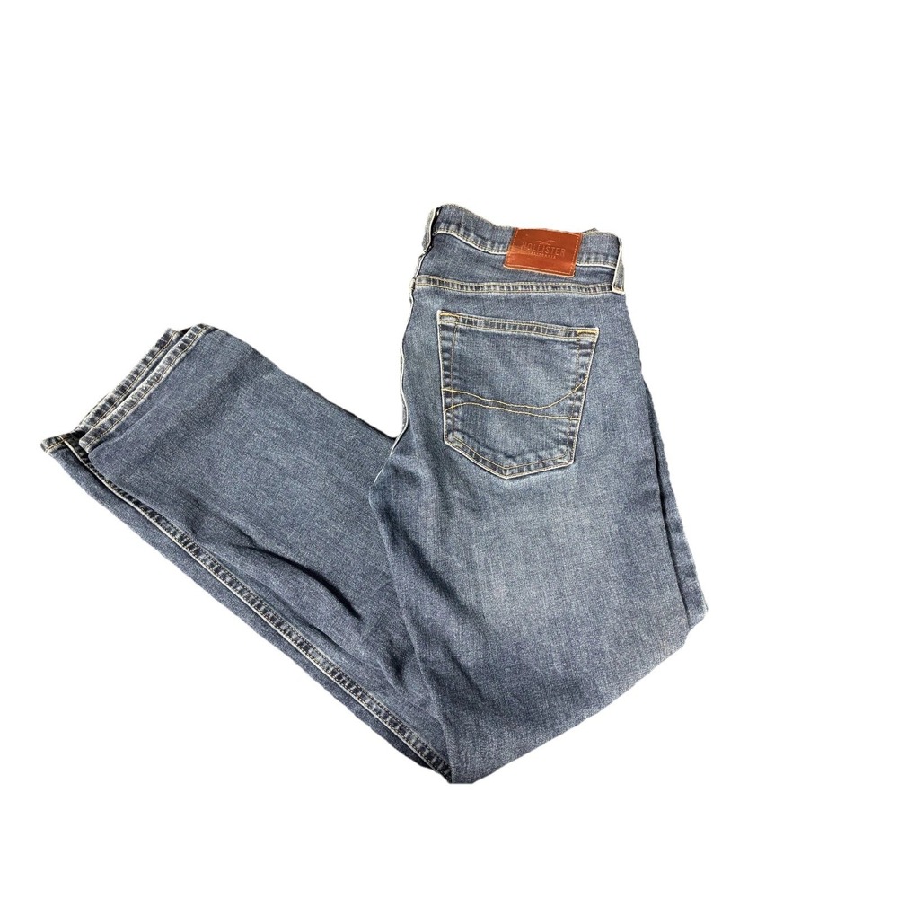 Hollister Epic Flex Straight Jeans Mens 31x32 Blue Denim Cotton Slim Fit Zip-Fly